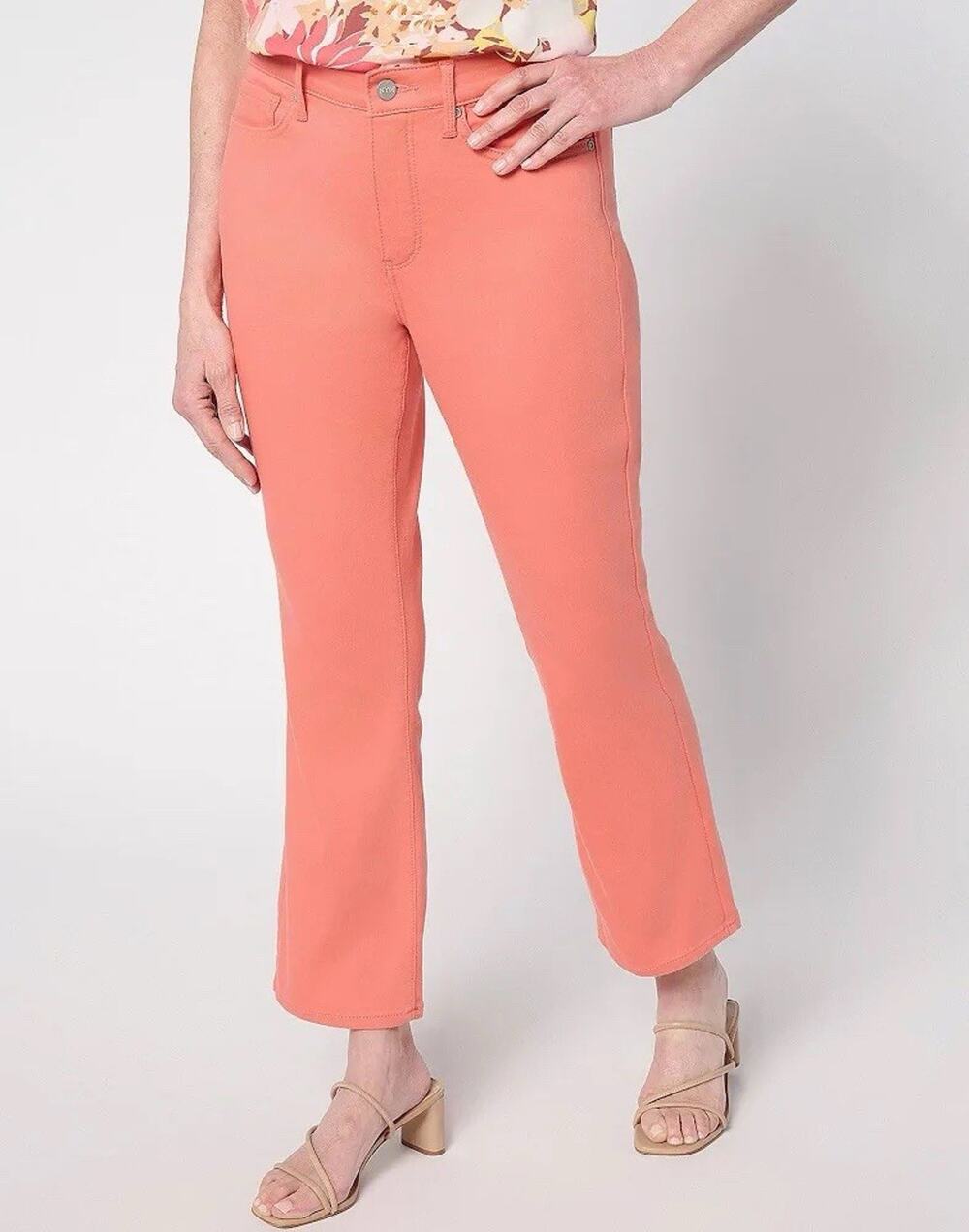 NYDJ Billie Mini Boot Ankle Jeans Women's 12 Coral Haze High Rise Cool Embrace